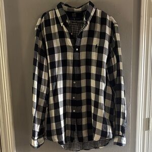 Ralph Lauren Large Black & White Buffalo Check Button-Down Shirt